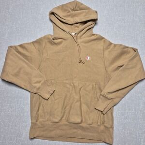 Champion Reverse Weave Hoodie Tan Khaki GF68 MTC Small Sweatshirt Mens